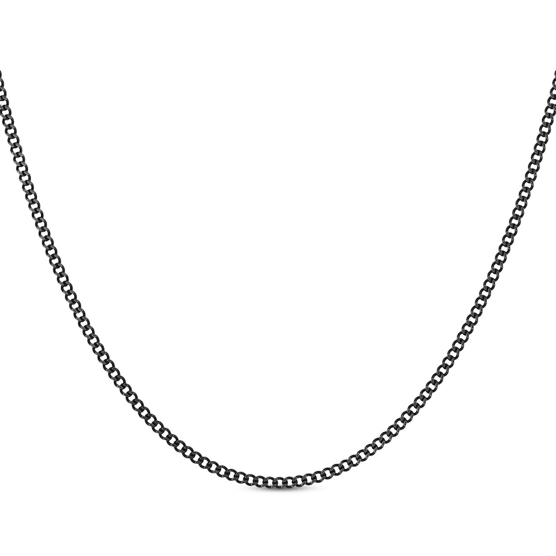 Main Image 1 of Curb Chain Necklace 2mm Black Ion-Plated Solid Stainless Steel 18&quot;