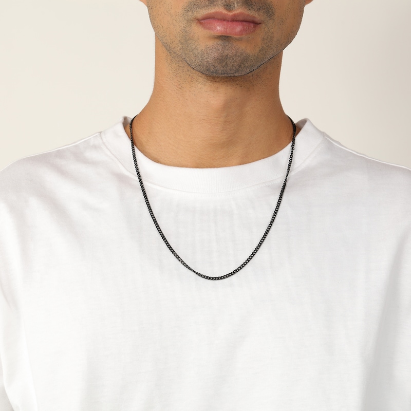 Main Image 4 of Curb Chain Necklace 2mm Black Ion-Plated Solid Stainless Steel 18&quot;