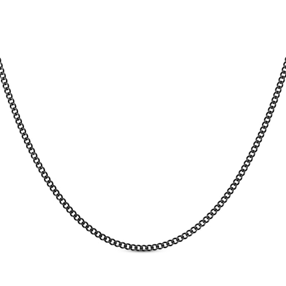 Solid Curb Chain Necklace 2mm Black Ion-Plated Stainless Steel 20"