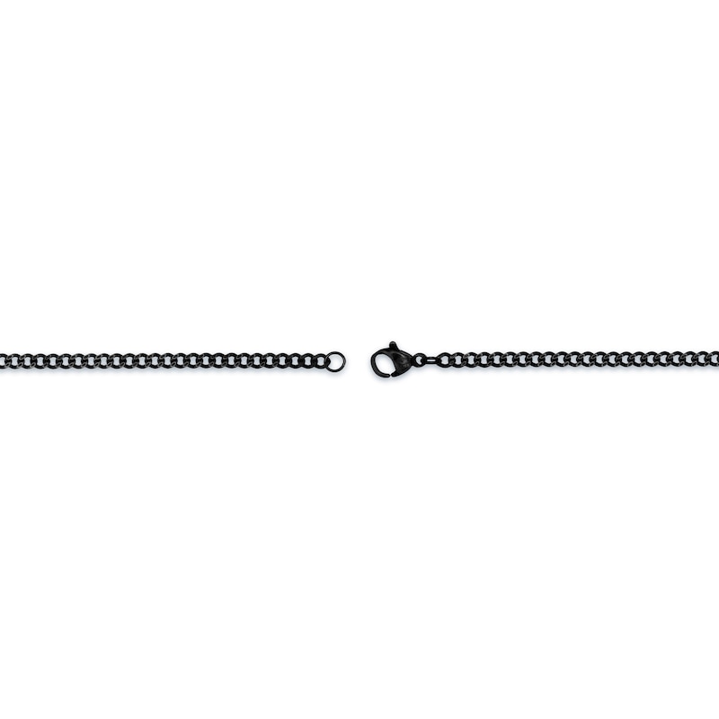 Main Image 3 of Curb Chain Necklace 2mm Black Ion-Plated Solid Stainless Steel 22"