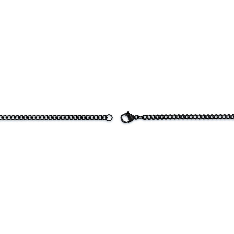 Main Image 3 of Curb Chain Necklace 2mm Black Ion-Plated Solid Stainless Steel 30&quot;