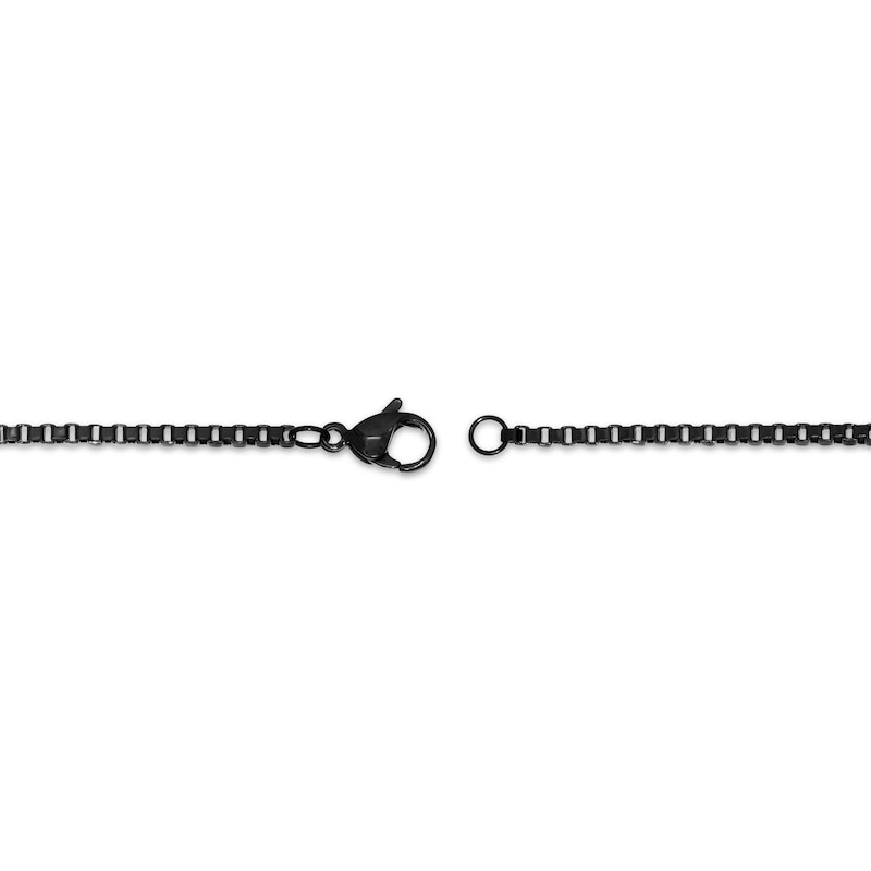 Solid Box Chain Necklace 2mm Black Ion-Plated Stainless Steel 24"