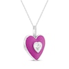 Thumbnail Image 2 of Heart-Shaped White Lab-Created Sapphire & Pink Enamel Locket Necklace Sterling Silver 18&quot;