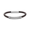 Thumbnail Image 1 of Men's Brown Leather Bracelet Stainless Steel 8.5&quot;