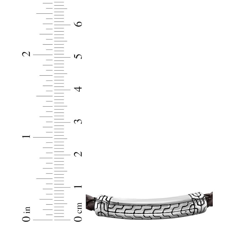 Main Image 5 of Men's Brown Leather Bracelet Stainless Steel 8.5&quot;