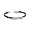 Thumbnail Image 3 of Men's Black Leather Bracelet Stainless Steel 8.5&quot;