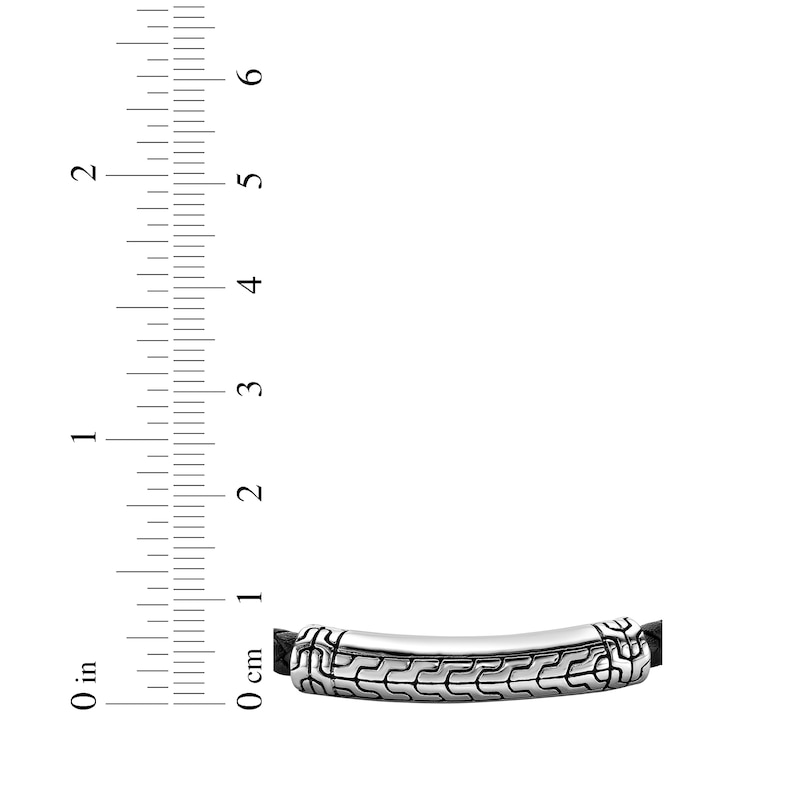 Main Image 5 of Men's Black Leather Bracelet Stainless Steel 8.5&quot;