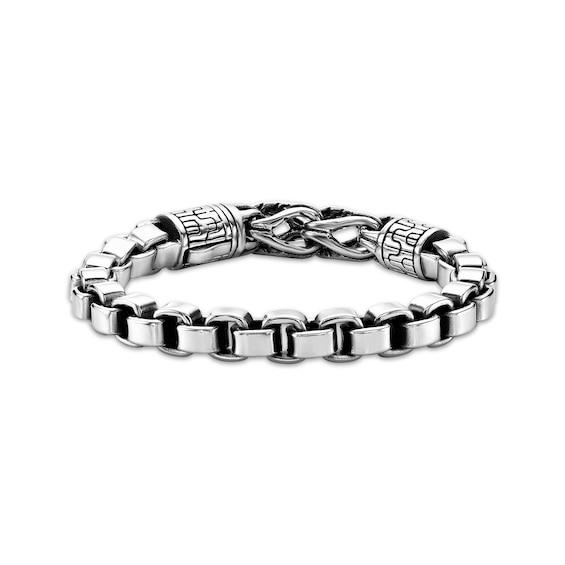Chain Link Bracelet Antique Finish Solid Stainless Steel 8.75"