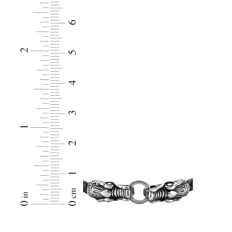 Main Image 5 of Men's Leather Bracelet Stainless Steel 8.5&quot;