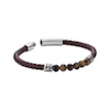 Thumbnail Image 2 of Men's Tiger Eye Bead & Brown Leather Bracelet Stainless Steel 8.5"