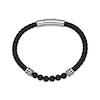 Thumbnail Image 1 of Men's Agate Beaded & Black Leather Bracelet Stainless Steel 8.5"