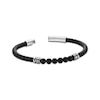 Thumbnail Image 2 of Men's Agate Beaded & Black Leather Bracelet Stainless Steel 8.5"