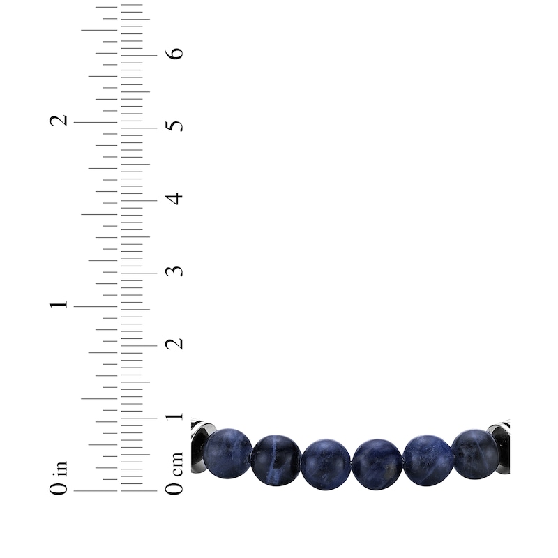 Men's Sodalite & Blue Leather Bracelet Stainless Steel 8.5"
