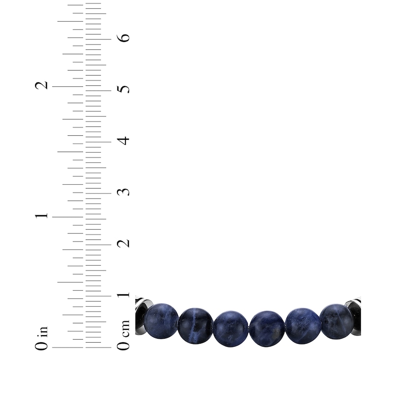 Main Image 5 of Men's Sodalite & Blue Leather Bracelet Stainless Steel 8.5&quot;