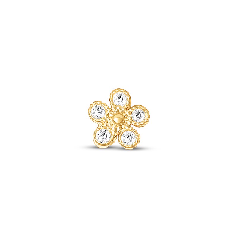 Cubic Zirconia Flower Nose Ring Stud 14K Yellow Gold | Kay