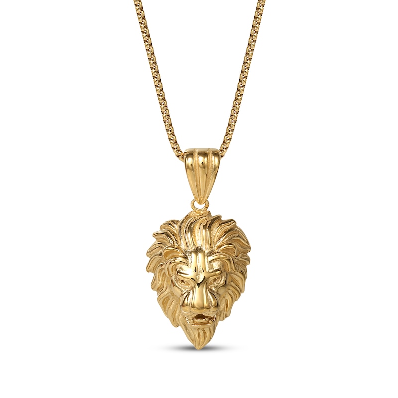 Main Image 1 of Lion's Head Necklace Yellow Ion-Plated Stainless Steel 22&quot;