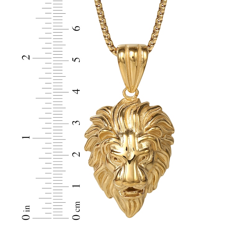 Lion's Head Necklace Yellow Ion-Plated Stainless Steel 22"