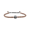 Thumbnail Image 0 of Men's Black Enamel Cross Charm & Brown Hematite Bead Bolo Bracelet Stainless Steel