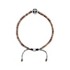 Thumbnail Image 1 of Men's Black Enamel Cross Charm & Brown Hematite Bead Bolo Bracelet Stainless Steel