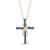 Thumbnail Image 1 of Le Vian Blue Sapphire Cross Necklace 5/8 ct tw Diamonds 14K Honey Gold 19&quot;