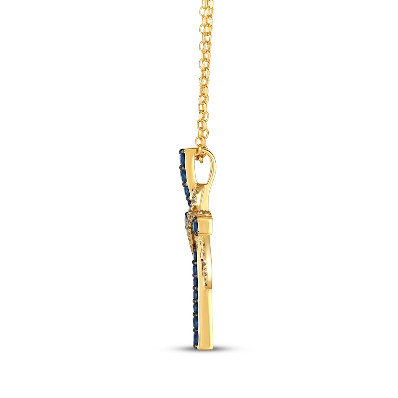 Main Image 2 of Le Vian Blue Sapphire Cross Necklace 5/8 ct tw Diamonds 14K Honey Gold 19&quot;