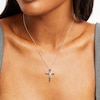 Thumbnail Image 3 of Le Vian Blue Sapphire Cross Necklace 5/8 ct tw Diamonds 14K Honey Gold 19&quot;