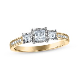 Memories Moments Magic Princess-Cut Diamond Three-Stone Engagement Ring 1/2 ct tw 10K Two-Tone Gold