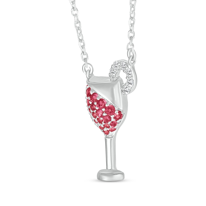 Main Image 2 of Lab-Created Ruby & White Lab-Created Sapphire Cocktail Necklace Sterling Silver 18&quot;