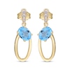 Thumbnail Image 2 of Oval-Cut Swiss Blue Topaz & Diamond Doorknocker Earrings 1/15 ct tw 10K Yellow Gold