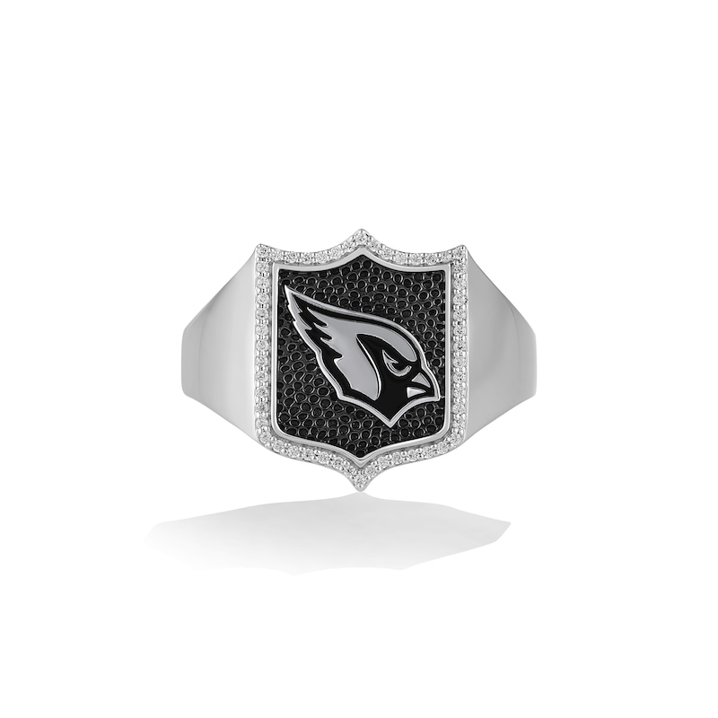 Main Image 1 of True Fans Arizona Cardinals 1/6 CT. T.W. Diamond and Enamel Shield Ring in Sterling Silver