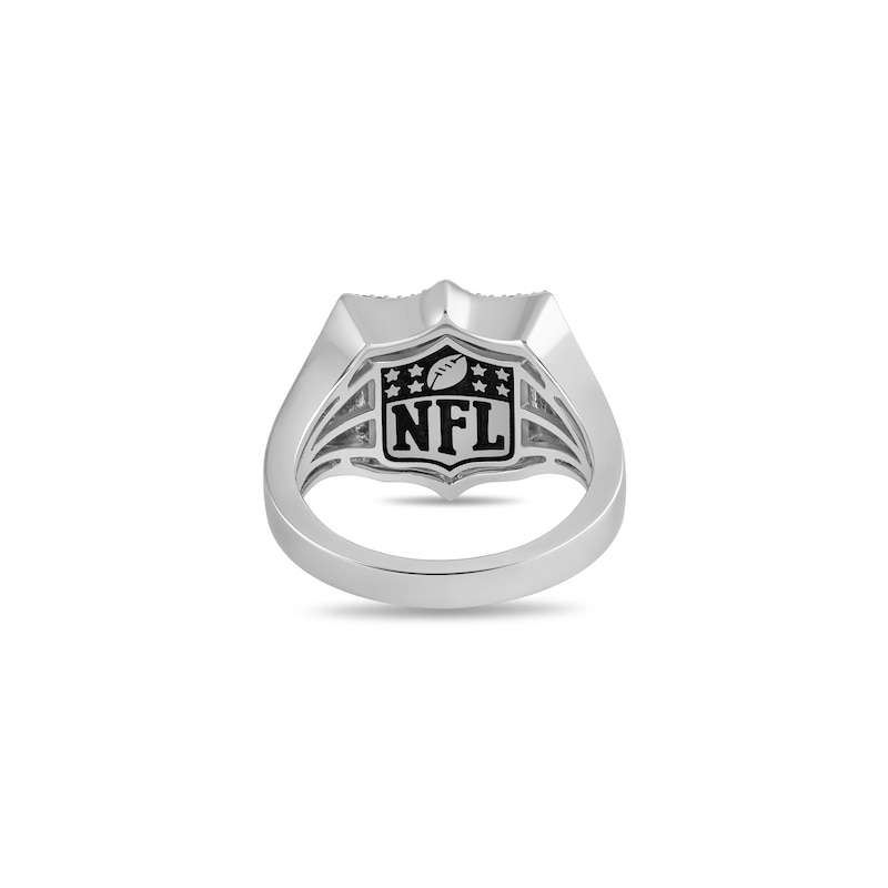Main Image 2 of True Fans Seattle Seahawks 1/6 CT. T.W. Diamond and Enamel Shield Ring in Sterling Silver