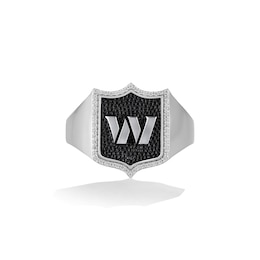 True Fans Washington Commanders 1/6 CT. T.W. Diamond and Enamel Shield Ring in Sterling Silver