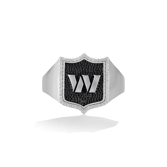 True Fans Washington Commanders 1/6 CT. T.W. Diamond and Enamel Shield Ring in Sterling Silver