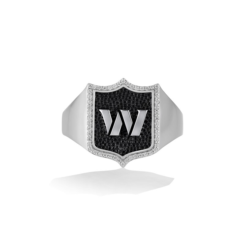 Main Image 1 of True Fans Washington Commanders 1/6 CT. T.W. Diamond and Enamel Shield Ring in Sterling Silver