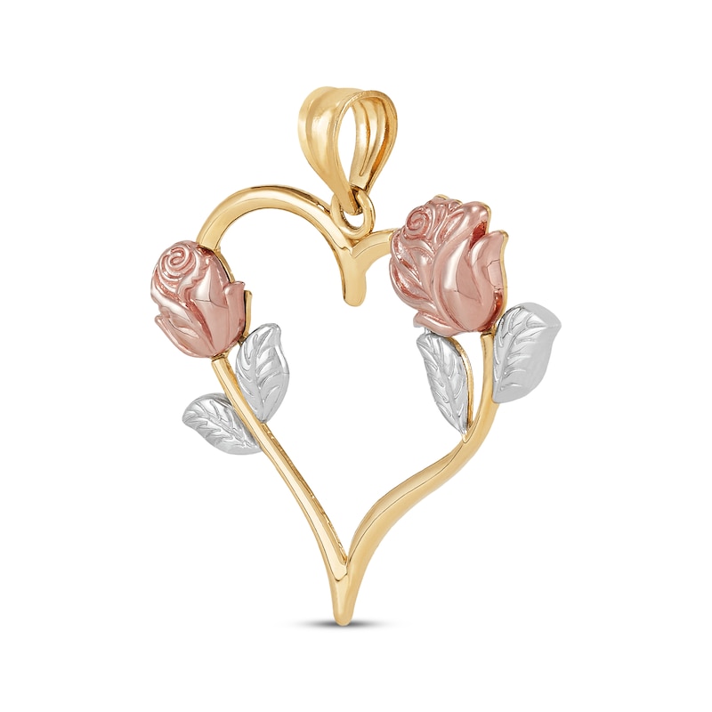 Main Image 2 of Heart & Roses Charm 14K Two-Tone Gold