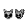 Thumbnail Image 0 of Disney Treasures Hocus Pocus Binx Black Onyx & Diamond Cat Face Earrings 1/10 ct tw Black Rhodium Sterling Silver