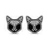 Thumbnail Image 1 of Disney Treasures Hocus Pocus Binx Black Onyx & Diamond Cat Face Earrings 1/10 ct tw Black Rhodium Sterling Silver