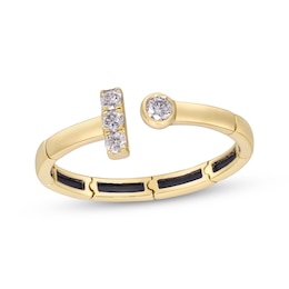 Diamond Deconstructed Flex Cuff Ring 1/8 ct tw 10K Yellow Gold