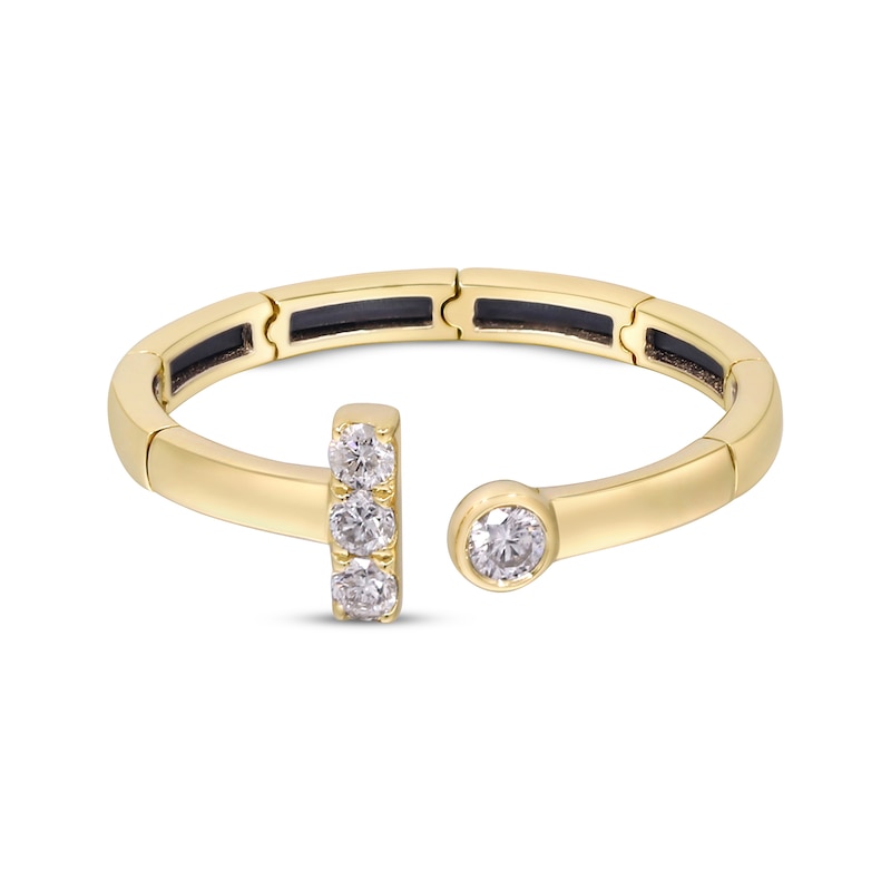 Main Image 3 of Diamond Deconstructed Flex Cuff Ring 1/8 ct tw 10K Yellow Gold