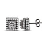 Thumbnail Image 2 of Men's White Sapphire Stepped Square Stud Earrings Black Ion-Plated Stainless Steel