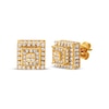 Thumbnail Image 0 of Men's White Sapphire Stepped Square Stud Earrings Yellow Ion-Plated Stainless Steel