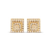 Thumbnail Image 1 of Men's White Sapphire Stepped Square Stud Earrings Yellow Ion-Plated Stainless Steel