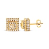 Thumbnail Image 2 of Men's White Sapphire Stepped Square Stud Earrings Yellow Ion-Plated Stainless Steel