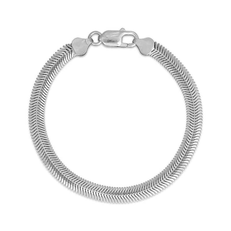 Main Image 1 of Diamond-Cut Oval Snake Chain Bracelet 6mm 92% Repurposed Semi-Solid Sterling Silver 7.5&quot;