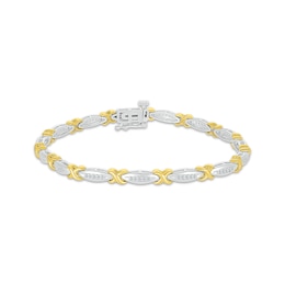 Diamond X-Link Bracelet 1/3 ct tw 10K Two-Tone Gold 7"