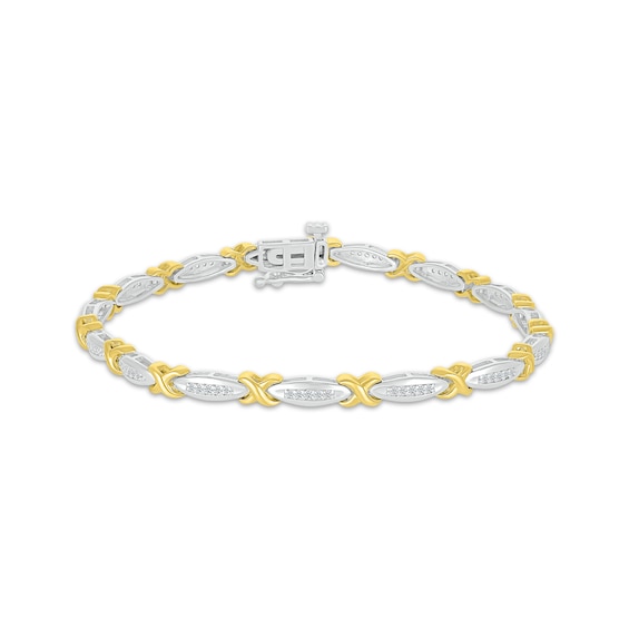 Diamond X-Link Bracelet 1/ ct tw 10K Two-Tone Gold 7