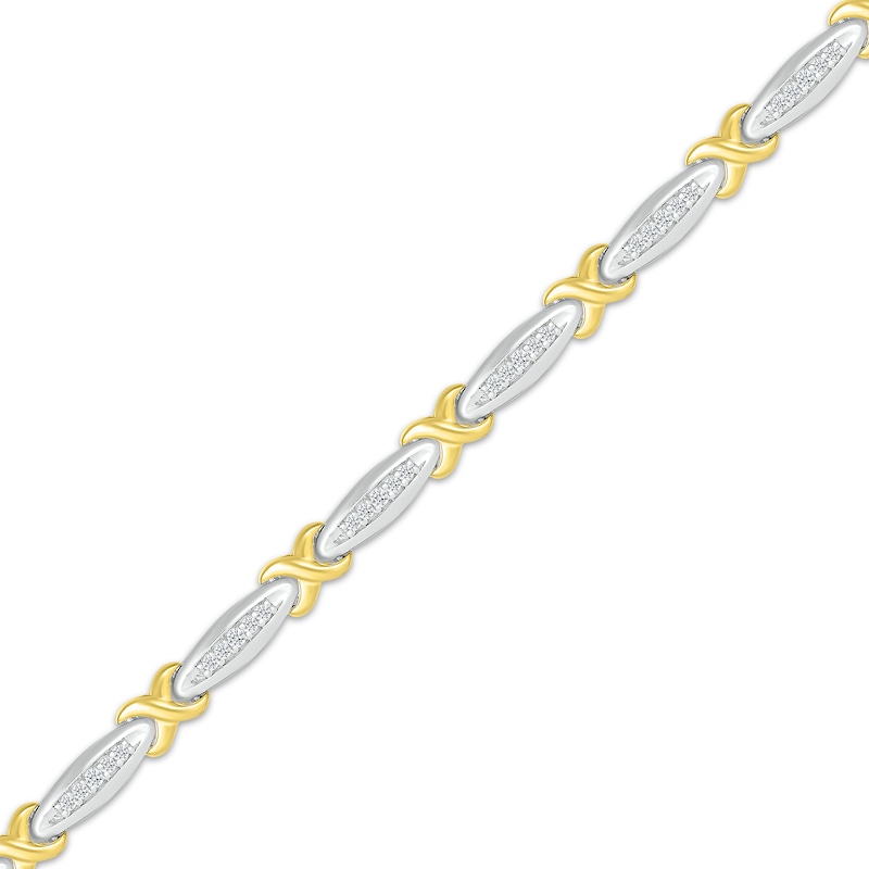 Main Image 2 of Diamond X-Link Bracelet 1/3 ct tw 10K Two-Tone Gold 7&quot;