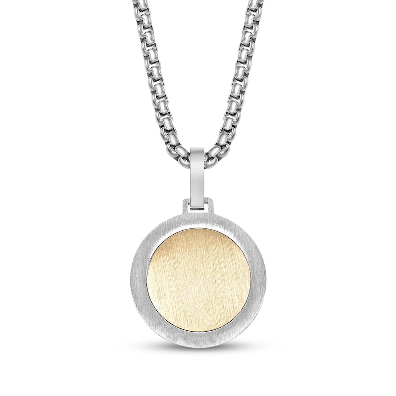 Main Image 3 of Men's Compass Necklace Stainless Steel & Yellow Ion Plating 24&quot;