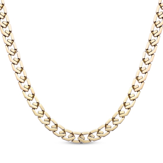 Fancy Link Chain Necklace 13mm Yellow Ion-Plated Solid Stainless Steel 24"
