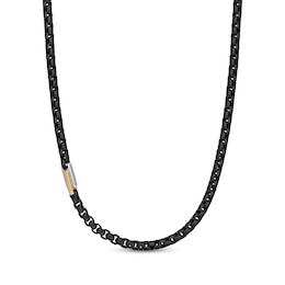 Men's Box Chain Necklace 4.5mm Black & Yellow Ion-Plated Solid Stainless Steel 22"